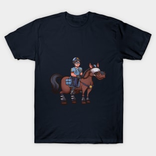 Cartoon Police Officer On Horse T-Shirt